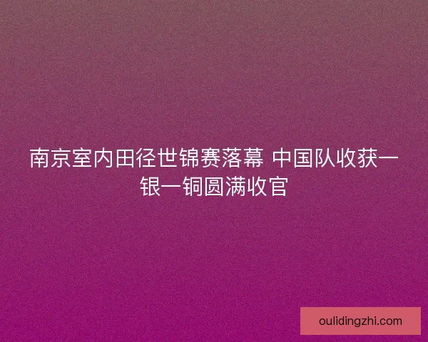 南京室内田径世锦赛落幕 中国队收获一银一铜圆满收官